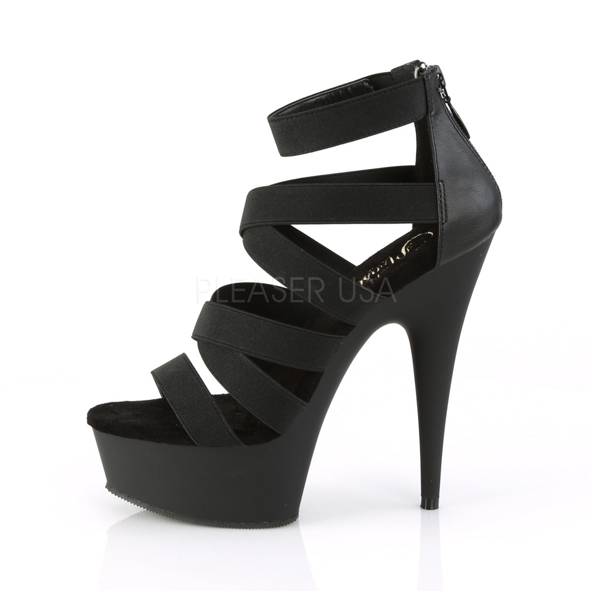 6 Inch Heel DELIGHT-659 Black Elastic Band