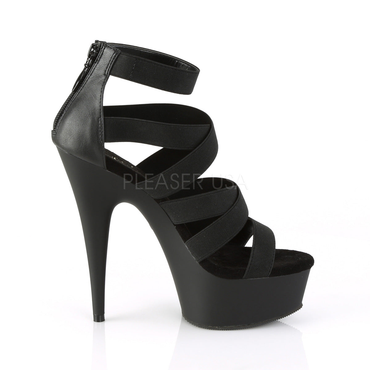 6 Inch Heel DELIGHT-659 Black Elastic Band