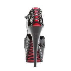 PLEASER DELIGHT-660FH Black-Red Pat-Black Platform Sandals