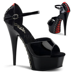 PLEASER DELIGHT-660FH Black-Red Pat-Black Platform Sandals - Shoecup.com
