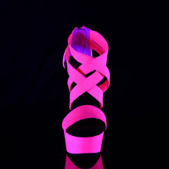 6 Inch Heel DELIGHT-669UV Neon Hot Pink Elastic Band