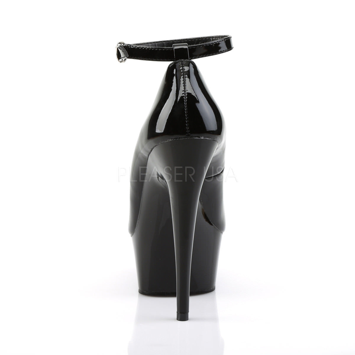 PLEASER DELIGHT-686 Black Pat Stiletto Pumps