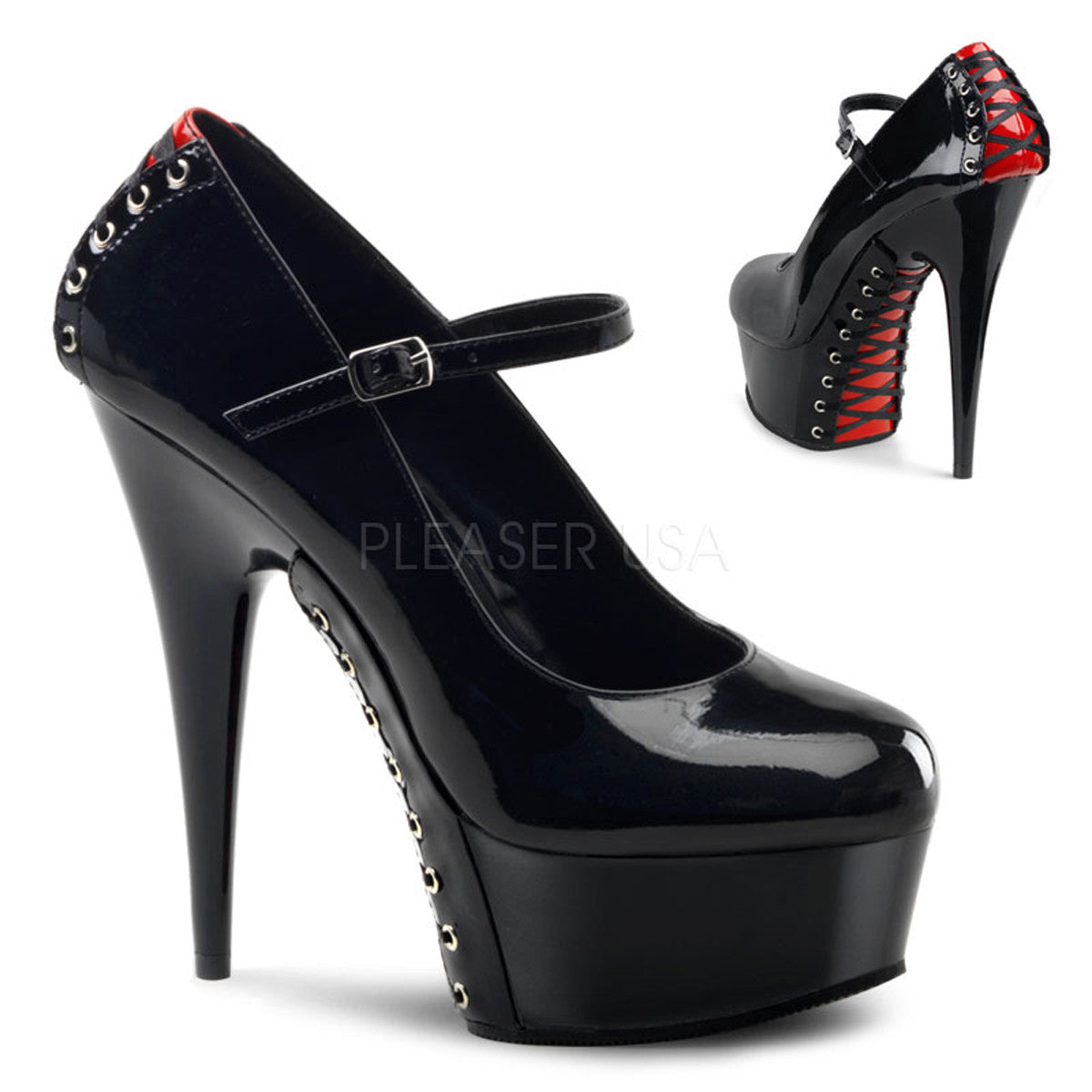 PLEASER DELIGHT-687FH Sexy Stripper Platform High Heel Stilettos Corset Style Shoes - Shoecup.com - 1