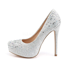 Fabulicious DESTINY-06R Silver Glitter Mesh Fabric Pumps