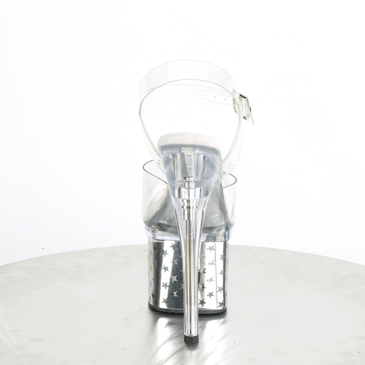 7 Inch Heel DISCOLITE-708STAR Clear-Silver Chrome