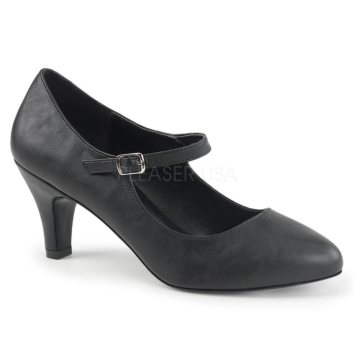 Pleaser Pink Label DIVINE-440 Black Faux Leather Mary Jane Pumps - Shoecup.com