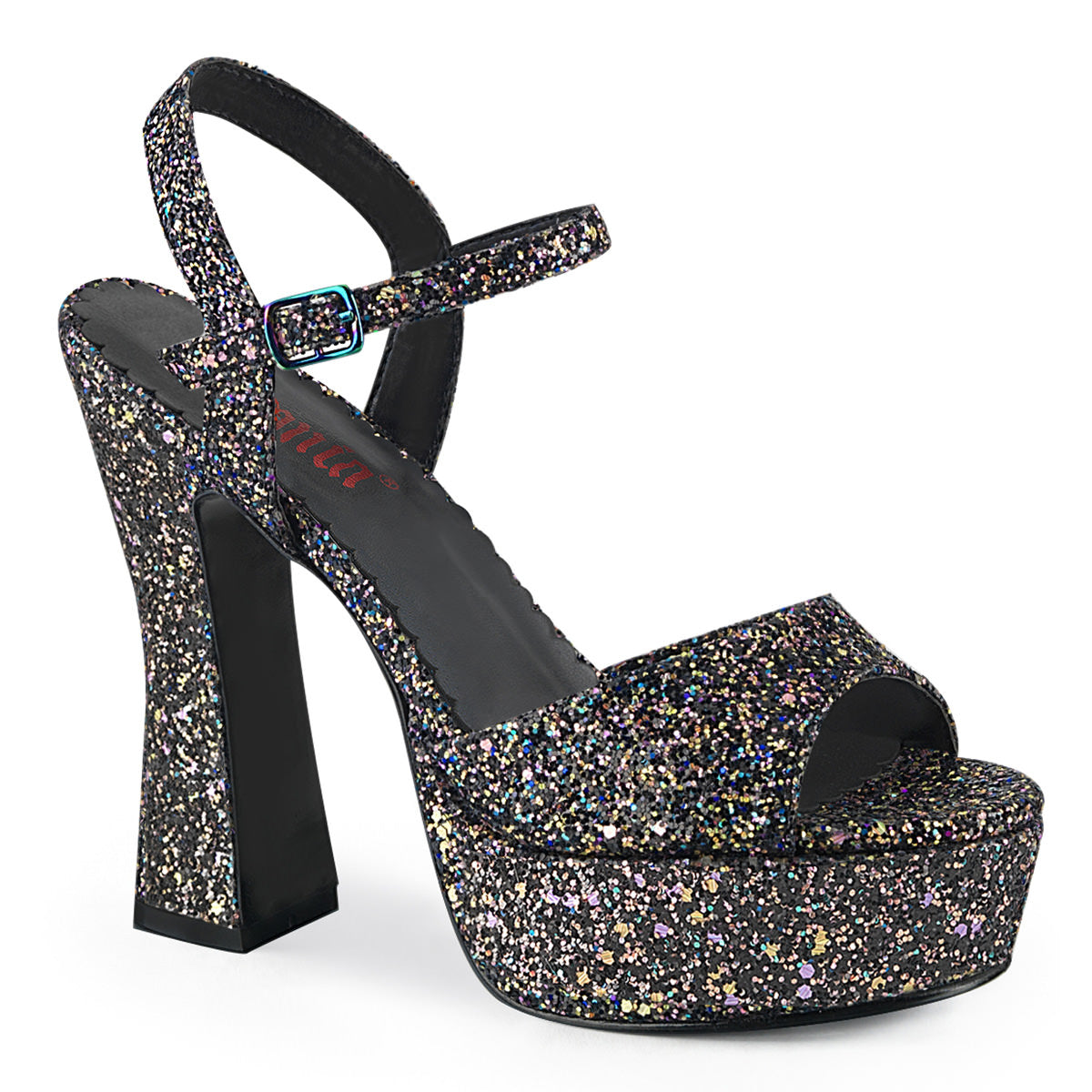 5 Inch Chunky Heel DOLLY-09 Multi Color Glitter