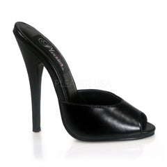 Devious,DEVIOUS DOMINA-101 Black Leather Peep Toe Mule - Shoecup.com