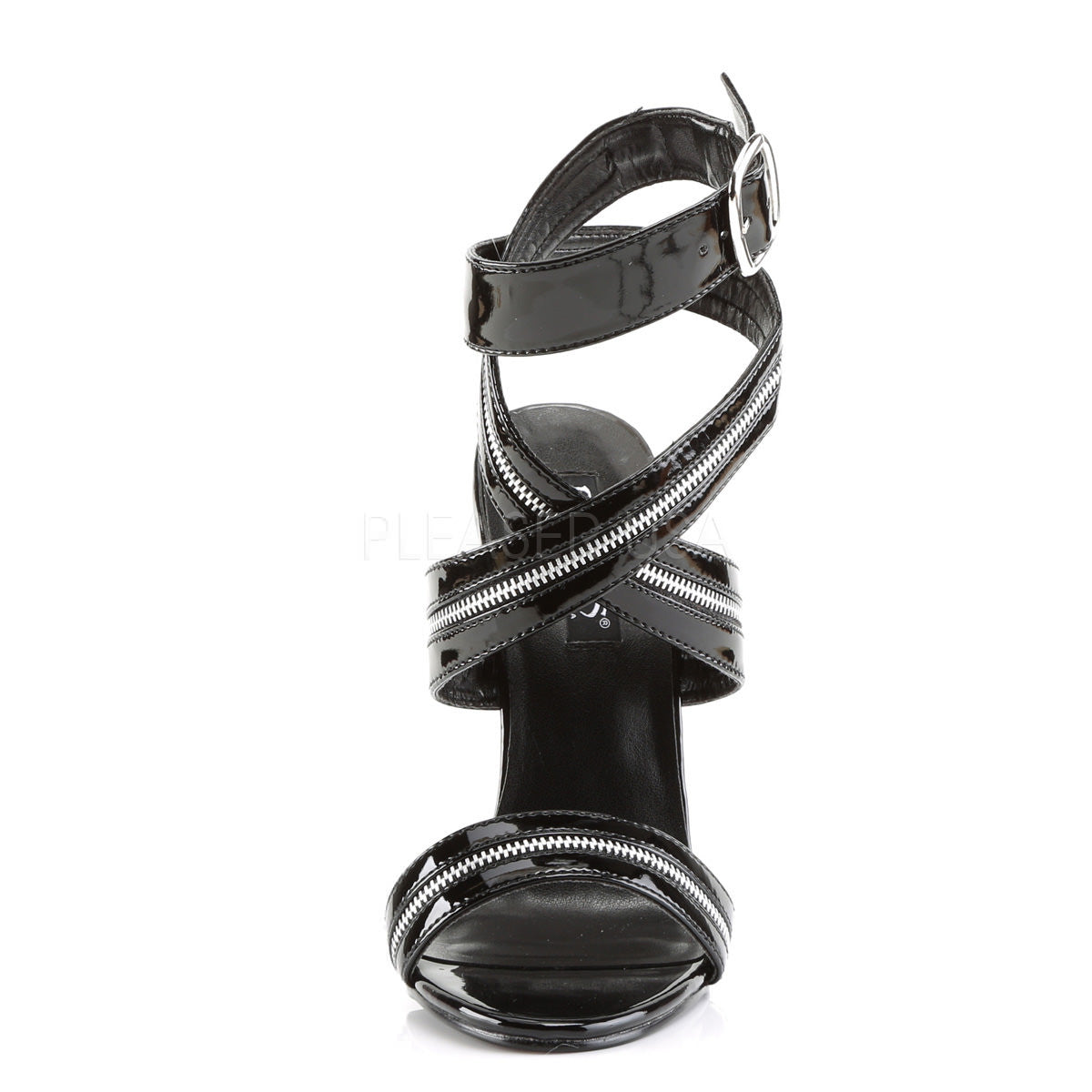 DEVIOUS DOMINA-119 Black Pat Sandals