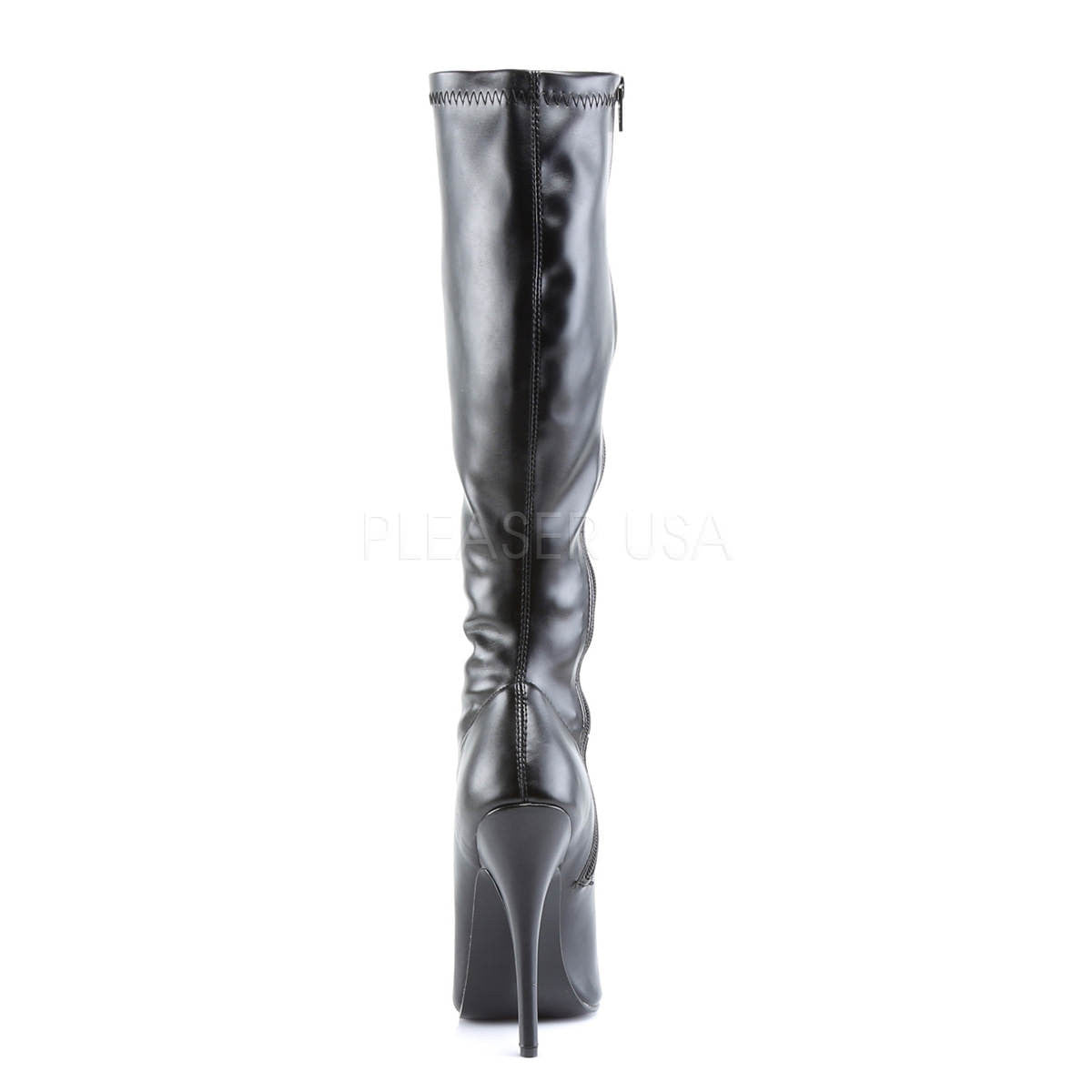 DEVIOUS DOMINA-2000 Black Stretch Pu Fetish Knee High Boots