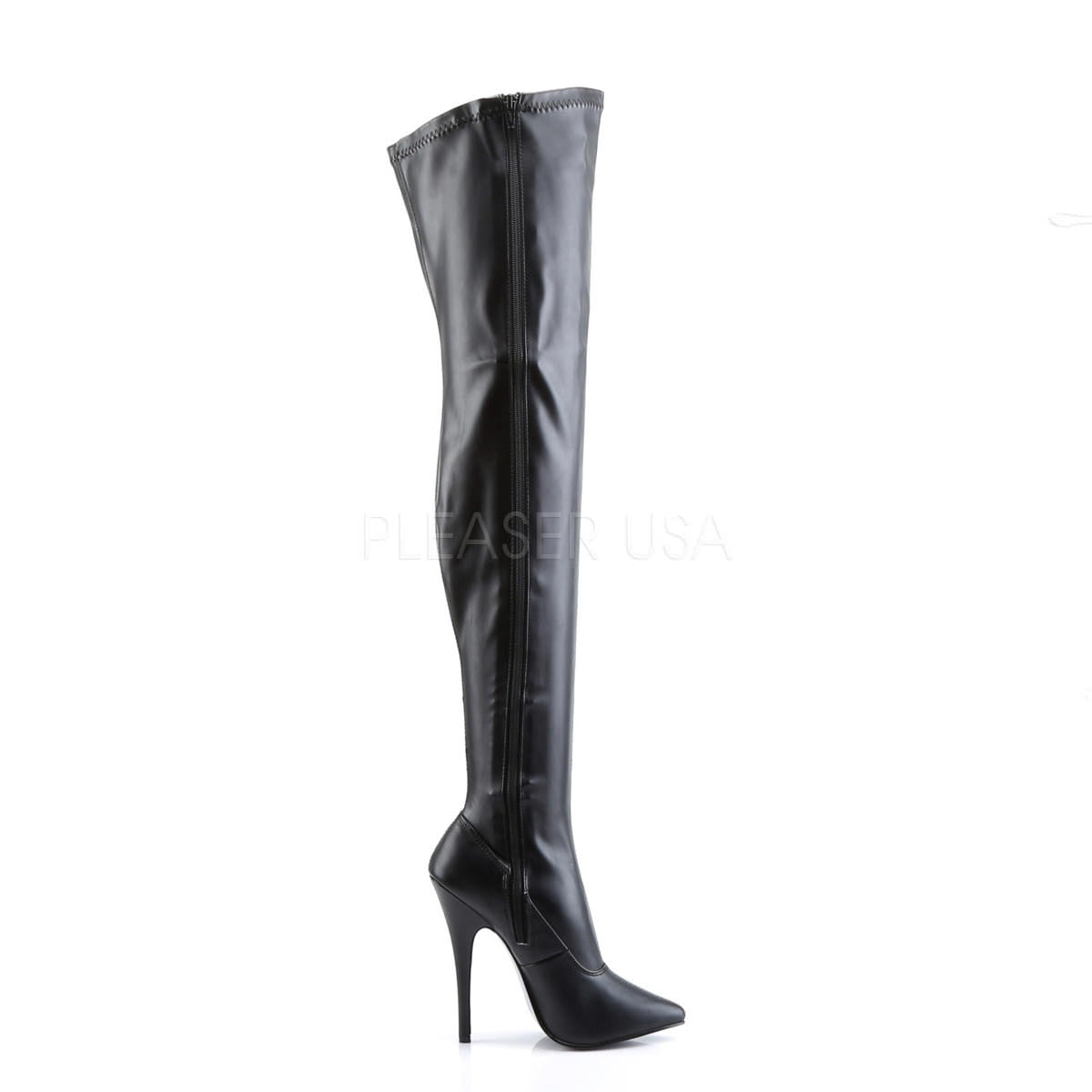 DEVIOUS DOMINA-3000 Black Stretch Pu Fetish Thigh High Boots – Shoecup.com