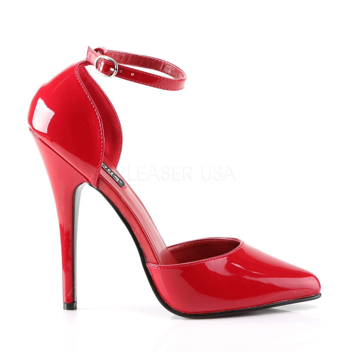 DEVIOUS DOMINA-402 Red Pat D'Orsay Pumps