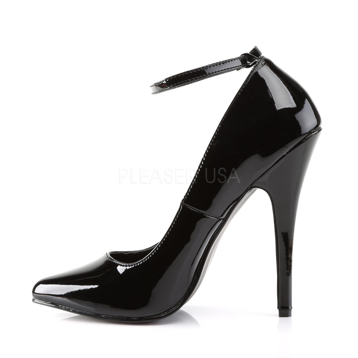 DEVIOUS DOMINA-431 Black Pat Ankle Strap Pumps