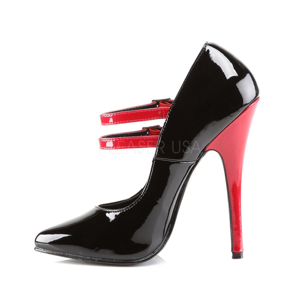 DEVIOUS DOMINA-442 Black-Red Pat Maryjane Pumps