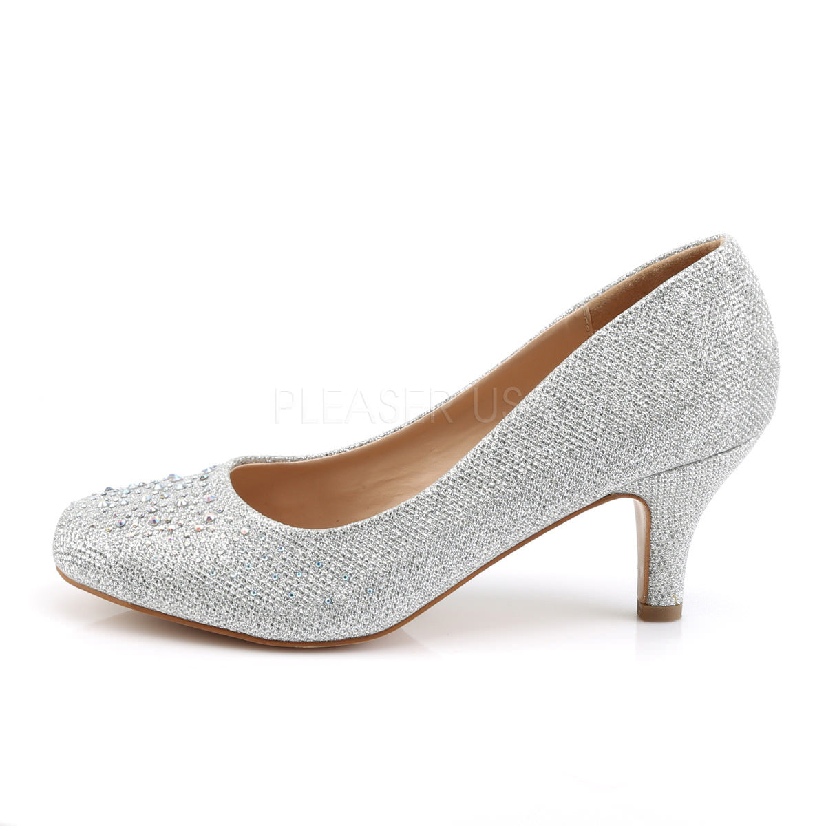 Fabulicious DORIS-06 Silver Glitter Mesh Fabric Pumps