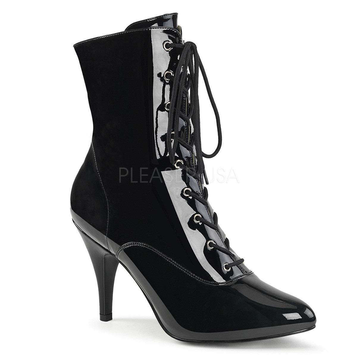 Pleaser Pink Label DREAM-1020 Black Pat Ankle Boots - Shoecup.com