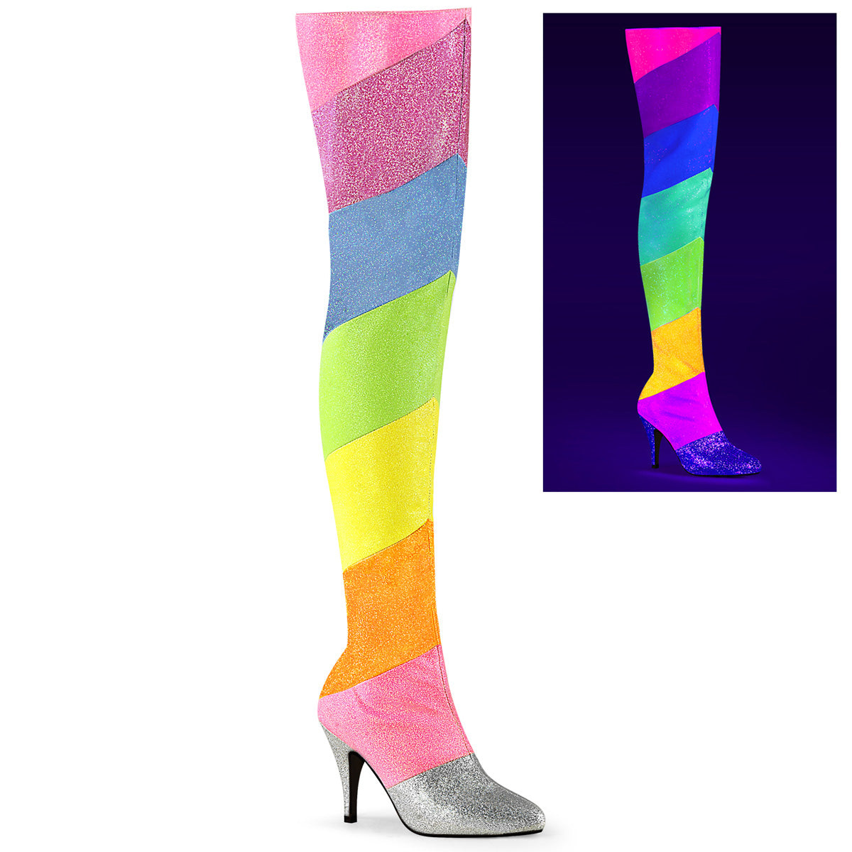 4 Inch Heel DREAM-3012RBG Rainbow Glitter