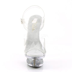 6 Inch Heel ECLIPSE-608GT Clear Silver Glitter