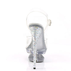 6 Inch Heel ECLIPSE-608GT Clear Silver Glitter