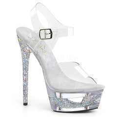 6" Heel ECLIPSE-608GT Clear Silver Glitter