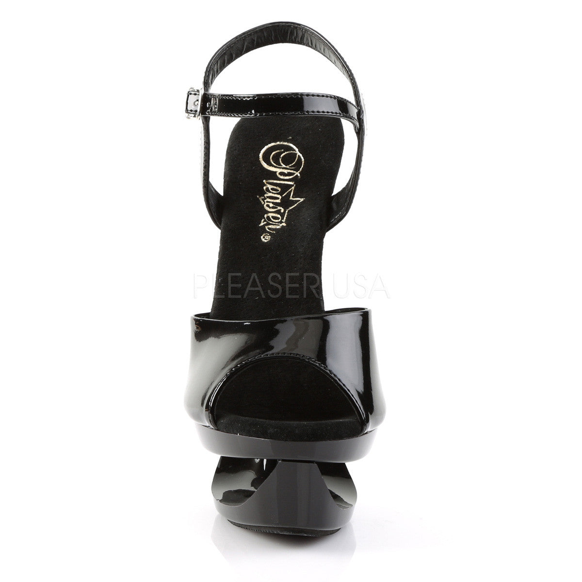 Pleaser ECLIPSE-609 Black Pat Ankle Strap Sandals - Shoecup.com - 2