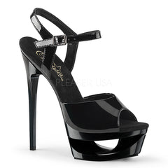 Pleaser ECLIPSE-609 Black Pat Ankle Strap Sandals - Shoecup.com - 1