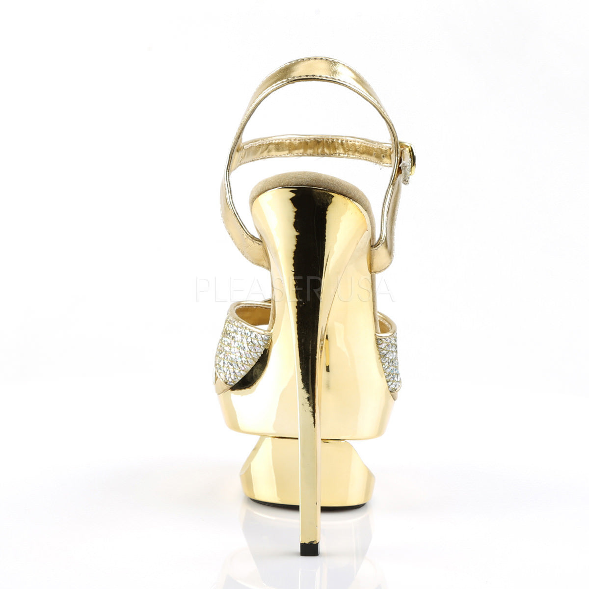 PLEASER ECLIPSE-619G Gold Multi Glitter-Gold Chrome Ankle Strap Sandals - Shoecup.com - 4