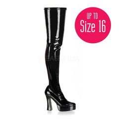 PLEASER ELECTRA-3000Z Black Stretch Pat Thigh High Boots - Shoecup.com