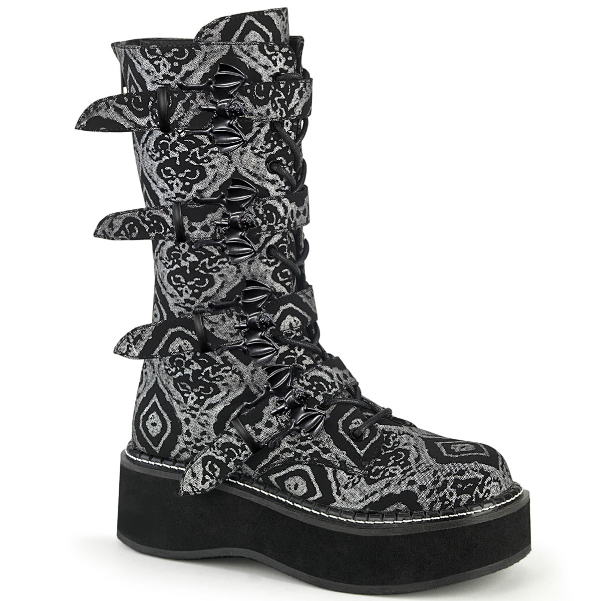 demonia-emily-322-black-silver-faux-nubuck-leather