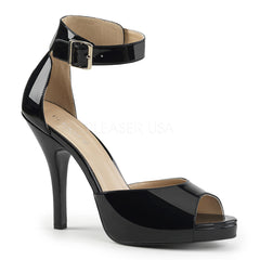 Pleaser Pink Label EVE-02 Black Pat Platform Sandals - Shoecup.com