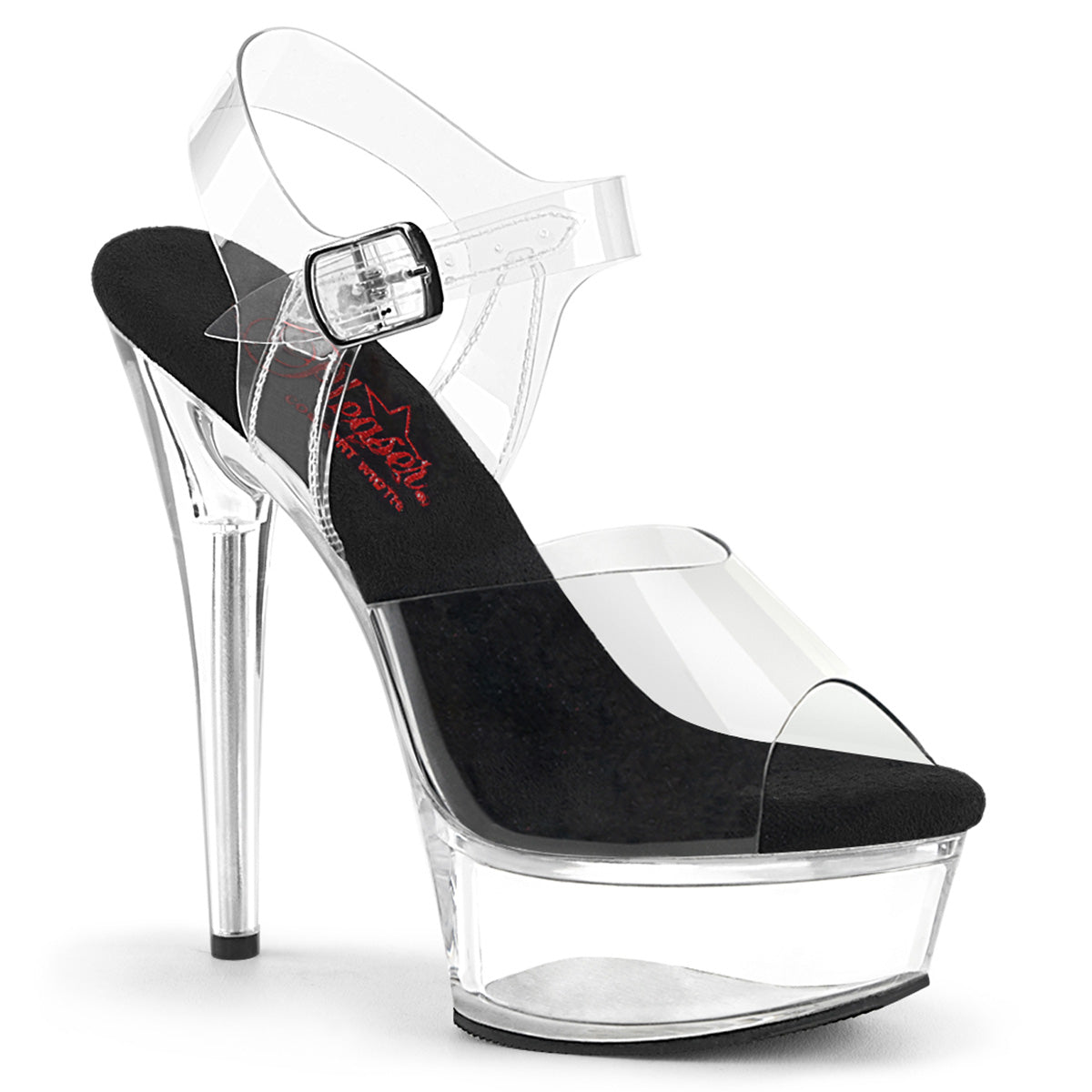 6 Inch Heel EXCITE-608 Clear Black Clear