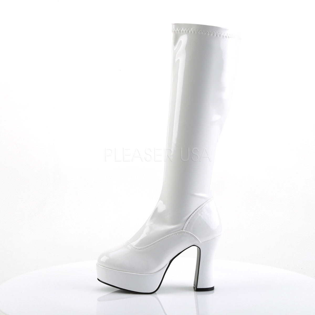 4 Inch Heel EXOTICA-2000 White Stretch Patent