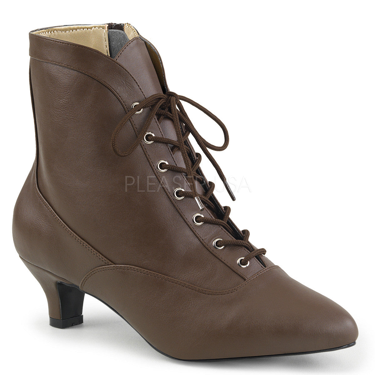 Pleaser Pink Label FAB-1005 Brown Faux Leather Ankle Boots - Shoecup.com