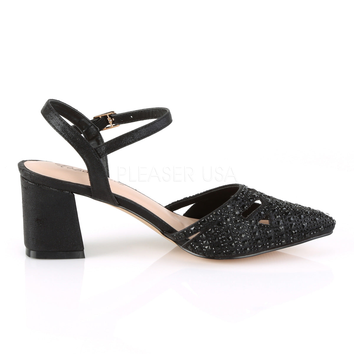 2" Heel FAYE-06 Black Shimmering Fabric