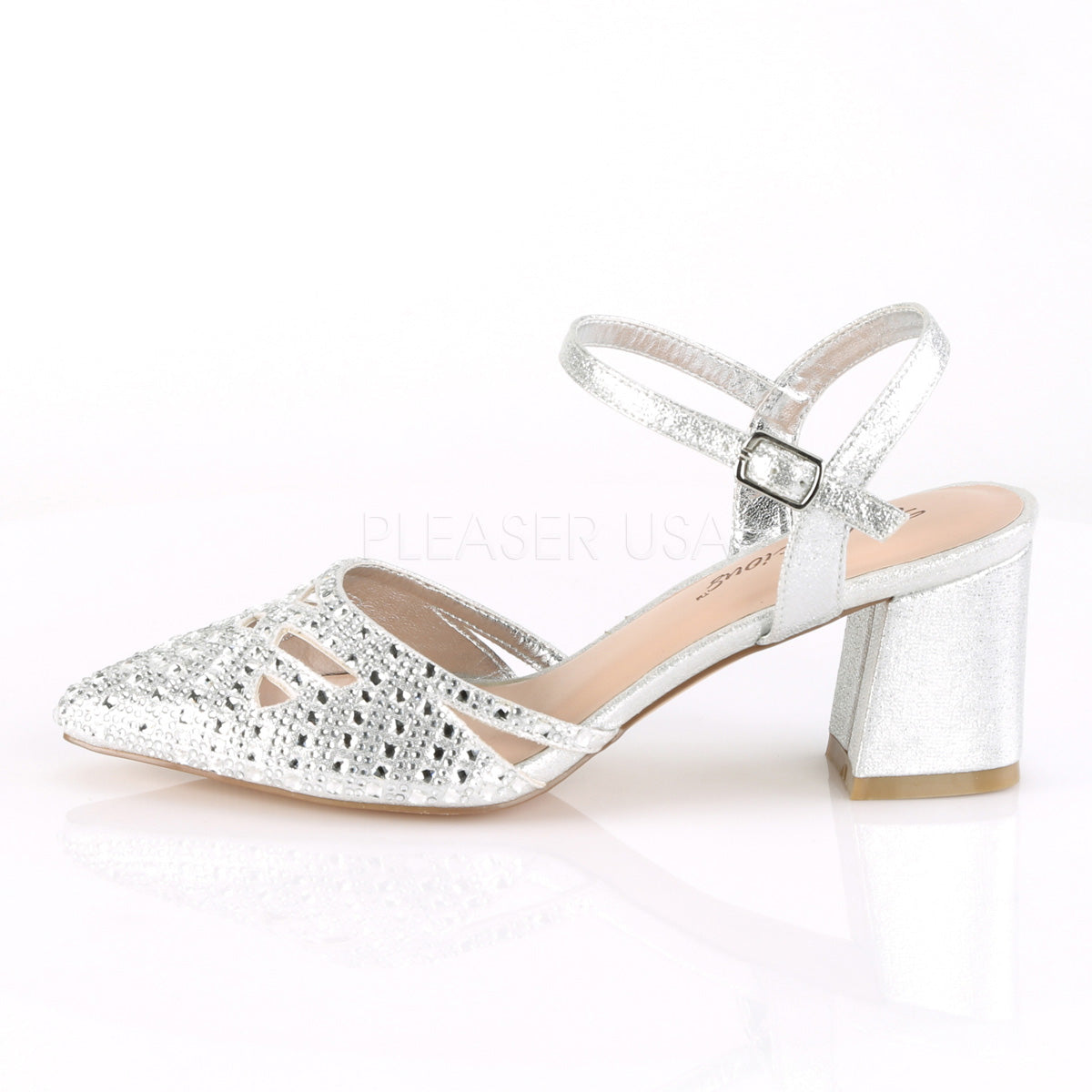 2" Heel FAYE-06 Silver Shimmering Fabric