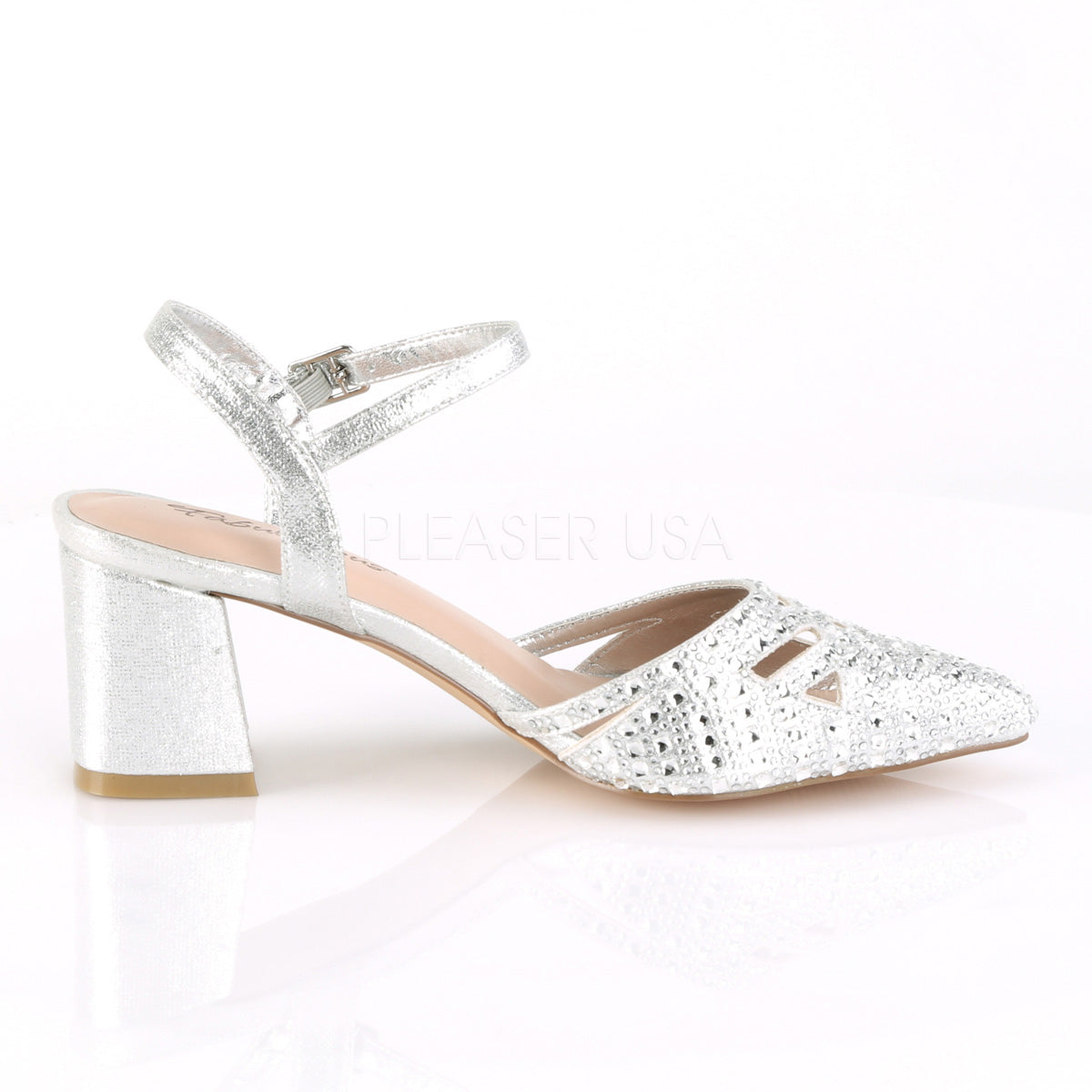 2" Heel FAYE-06 Silver Shimmering Fabric