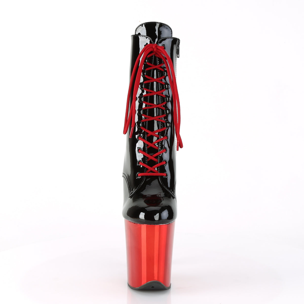 8 Inch Heel FLAMINGO-1020 Black Pat Red Chrome