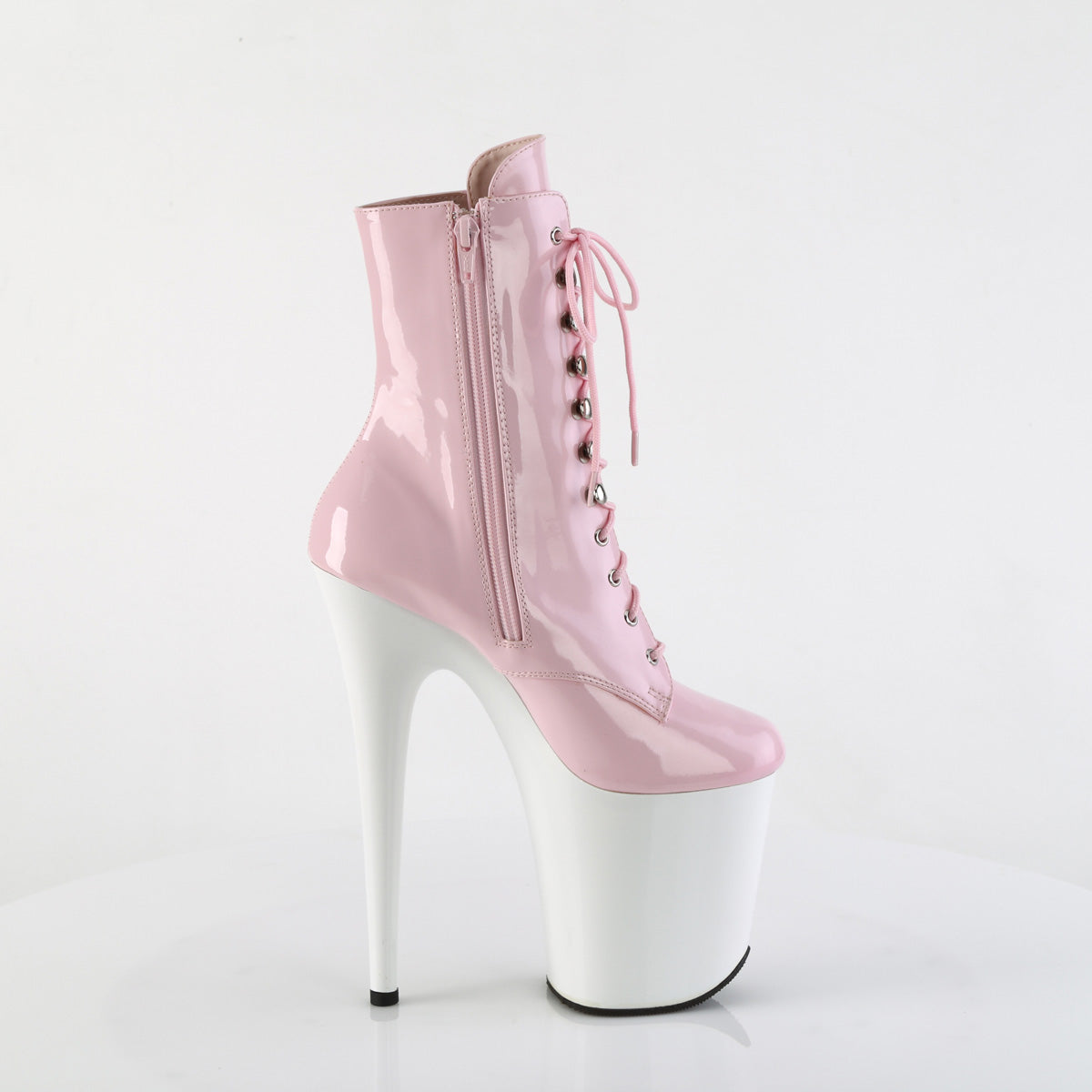 8 Inch Heel FLAMINGO-1020 Baby Pink Patent White