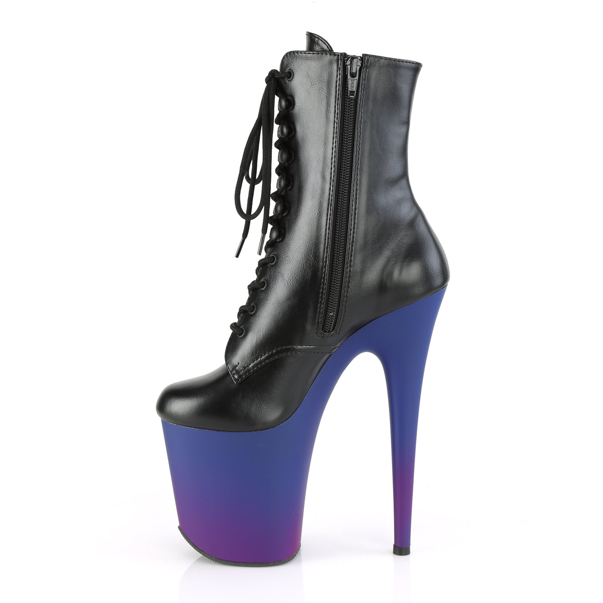 8 Inch Heel FLAMINGO-1020BP Black Pu Blue Purple Ombre
