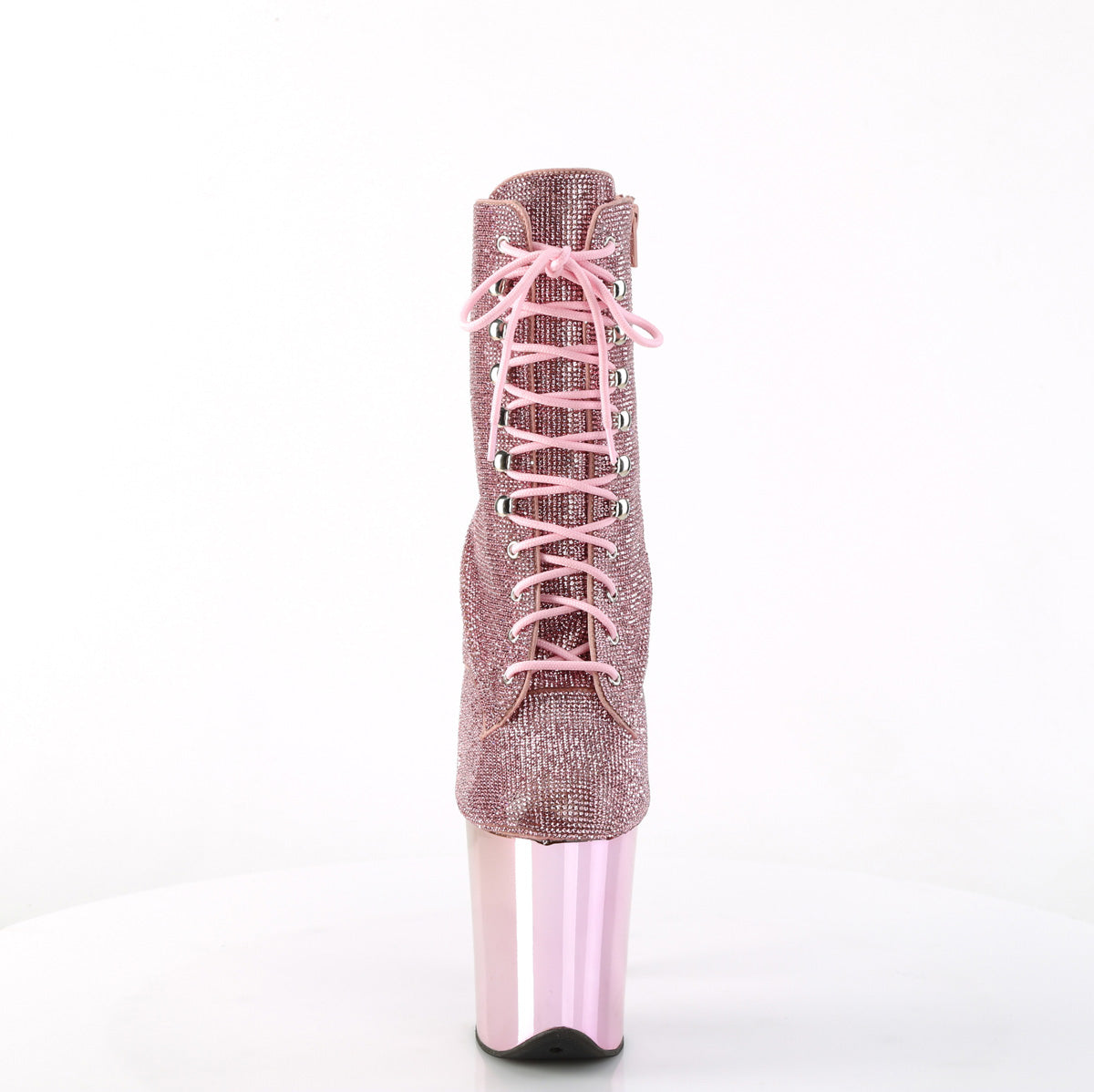 8 Inch Heel FLAMINGO-1020CHRS Baby Pink Rhinestone
