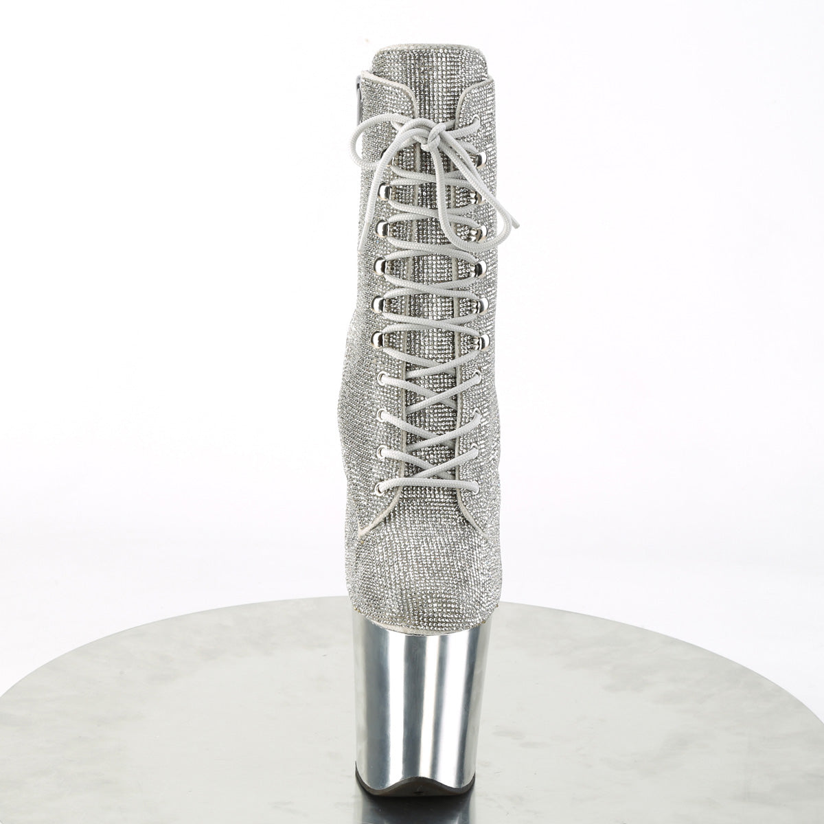 8 Inch Heel FLAMINGO-1020CHRS Silver Rhinestone