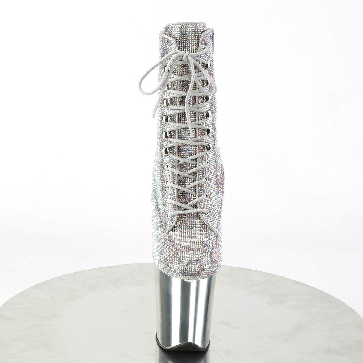 8 Inch Heel FLAMINGO-1020CHRS Silver Multi Rhinestone