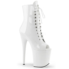 Pleaser FLAMINGO-1021 White Pat Ankle Boots - Shoecup.com - 1