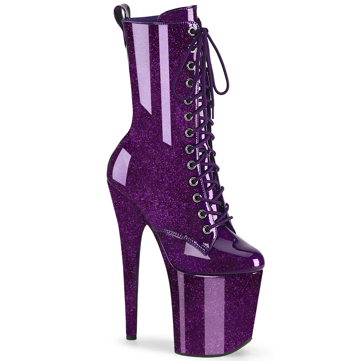 8 Inch Heel FLAMINGO-1040GP Purple Glitter