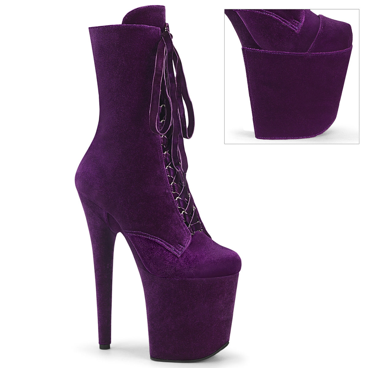 8 Inch Heel FLAMINGO-1045VEL Purple Velvet
