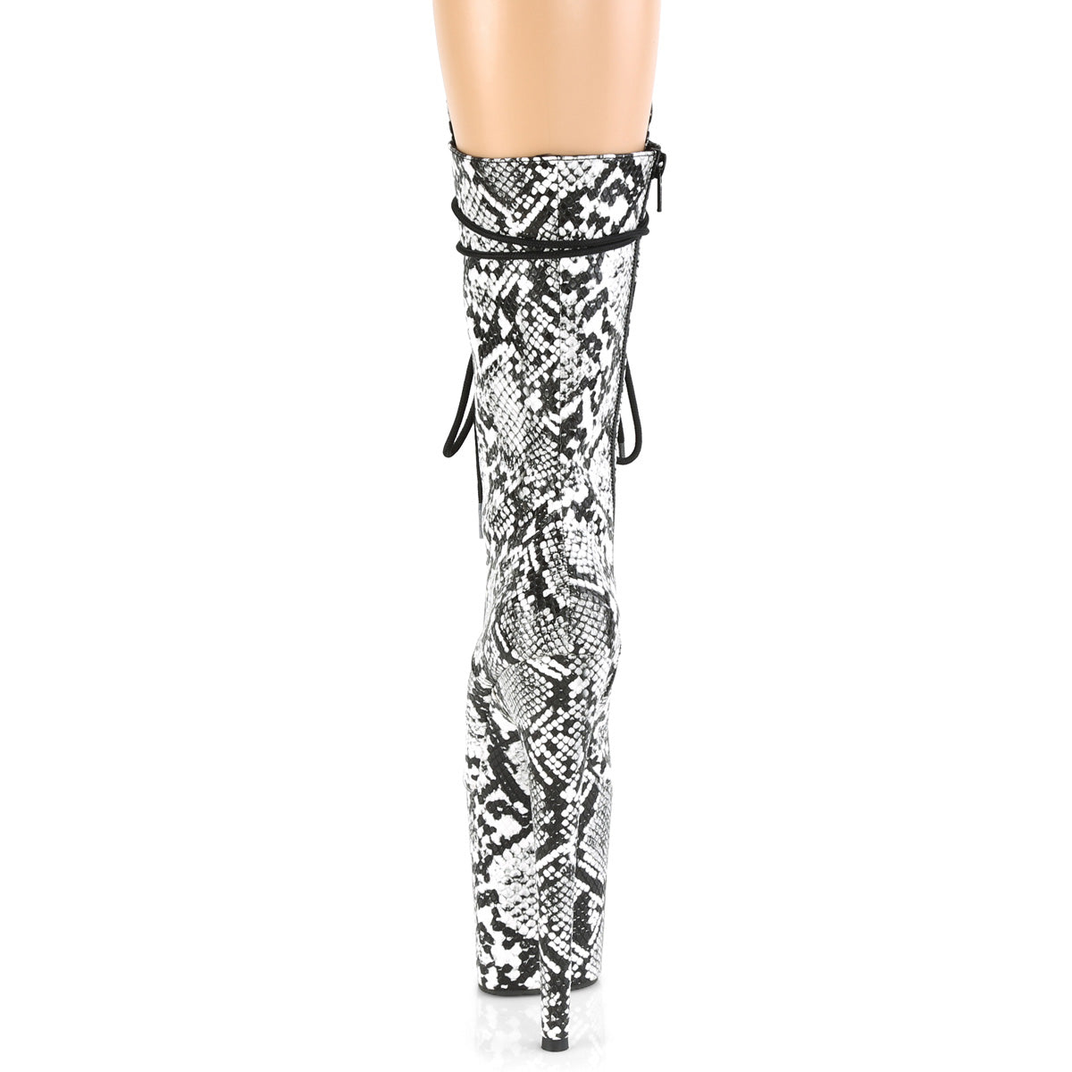 8 Inch Heel FLAMINGO-1050SP Black White Snake Print