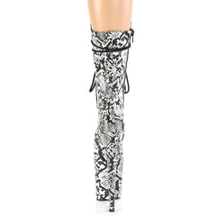 8 Inch Heel FLAMINGO-1050SP Black White Snake Print
