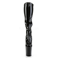 Pleaser FLAMINGO-2000 Black Stretch Pat Knee High Boots