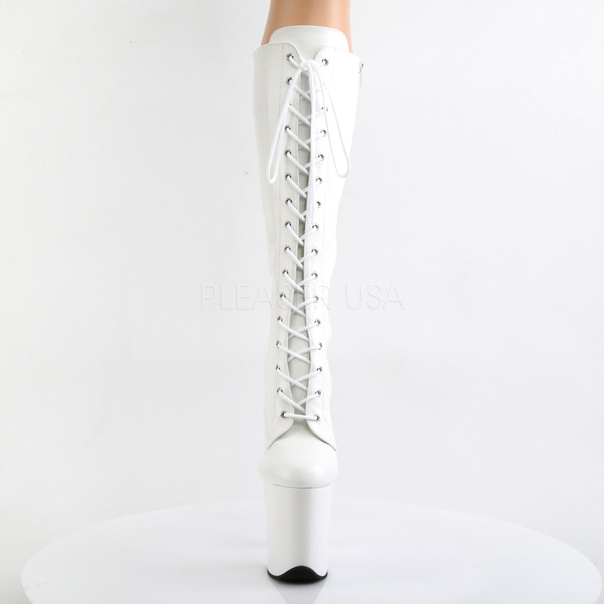 Pleaser FLAMINGO-2023 White Knee High Boots