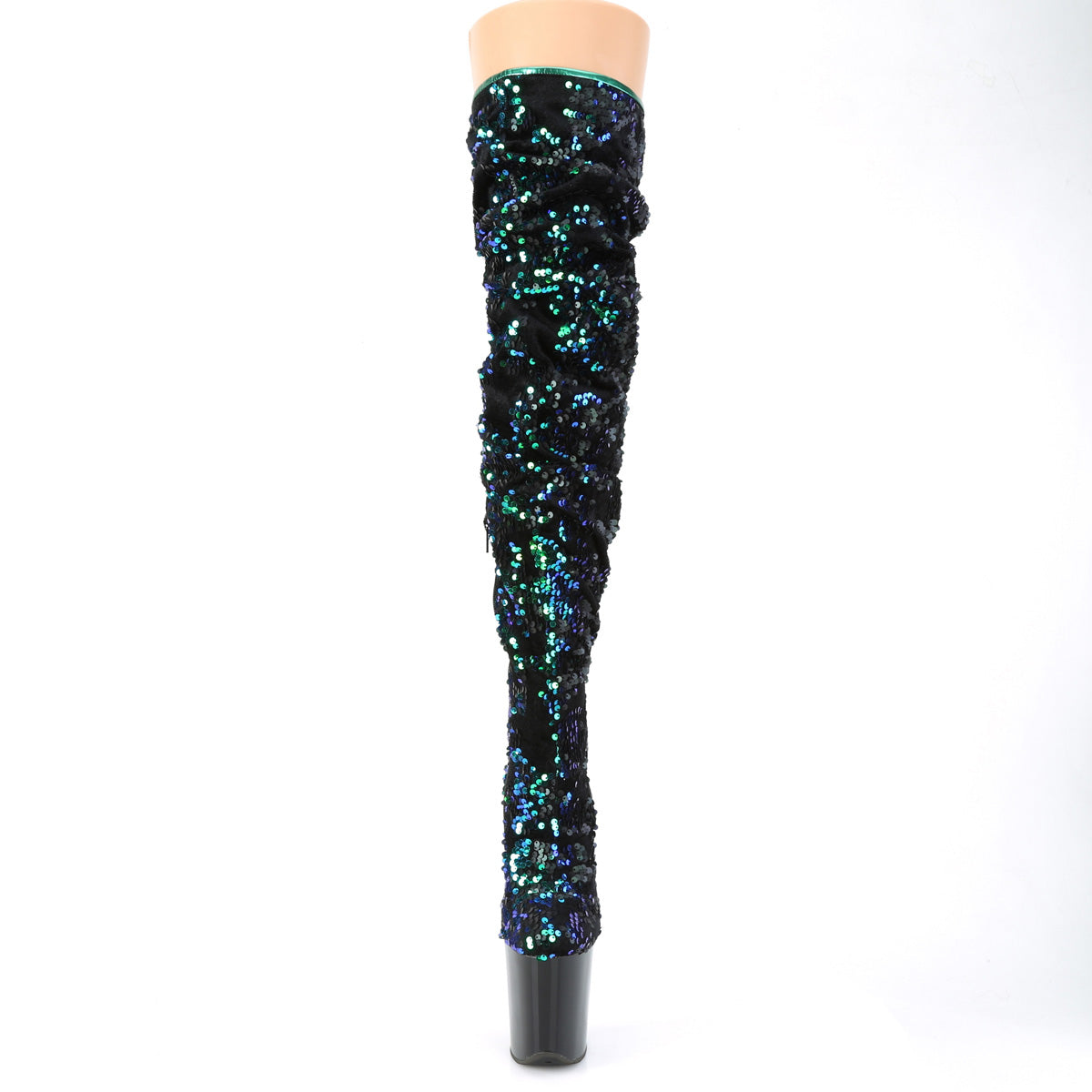 8 Inch Heel FLAMINGO-3004 Green Sequins